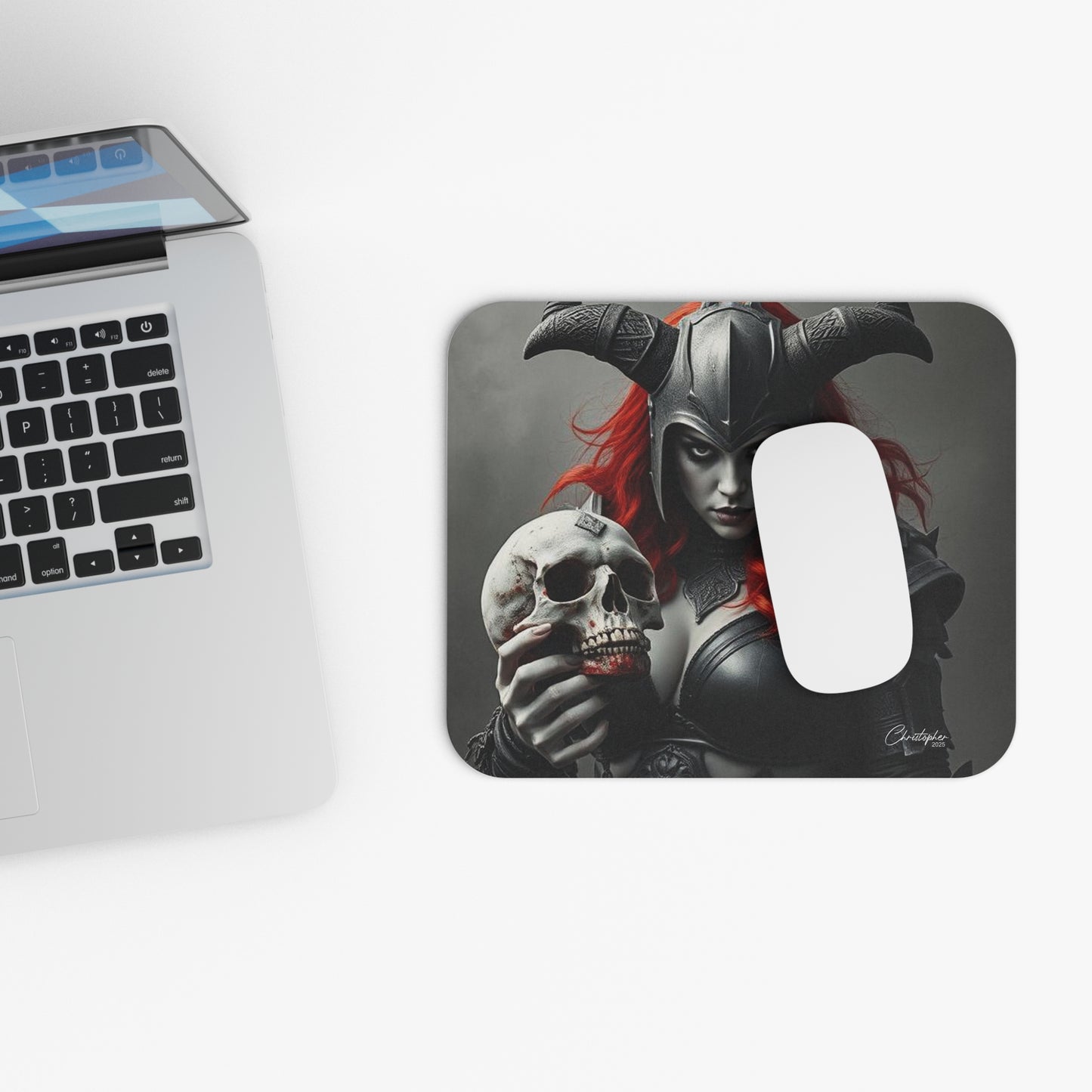 Gothic Warrior Mouse Pad - Fierce Skull Design