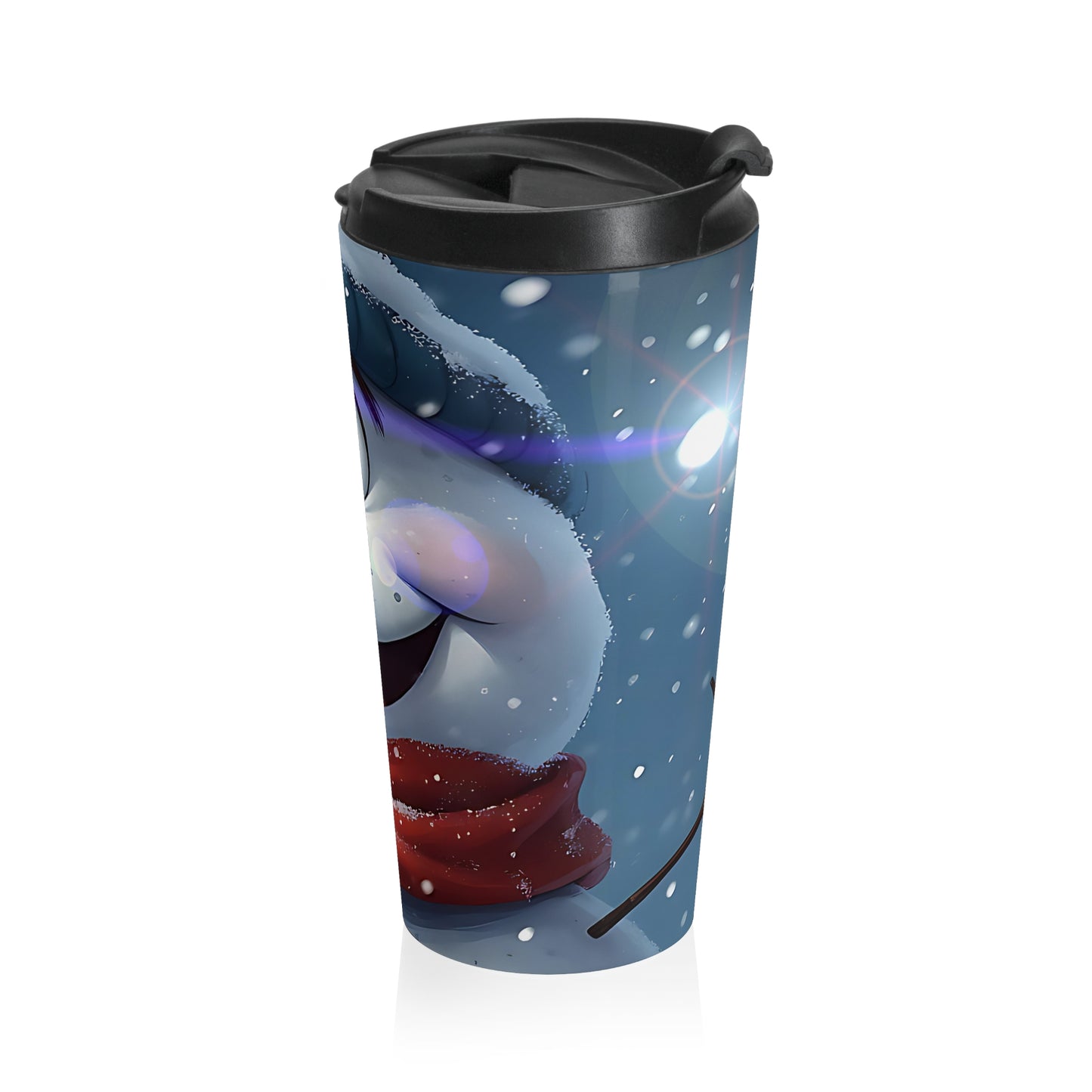 Festive (christmas selfies) Stainless Steel Travel Mug - Cheerful Snowman Design
