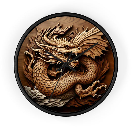 Dragon Carved Wall Clock, Fantasy Home Decor, Unique Gift for Him, Asian Art Clock, Dragon Clock for Festival Decoration