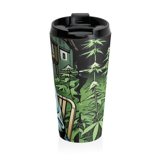 Stainless Steel Travel Mug with Vintage Stoner Design, Perfect for Camping, Road Trips, Gifts for Smokers, Eco-Friendly Mug