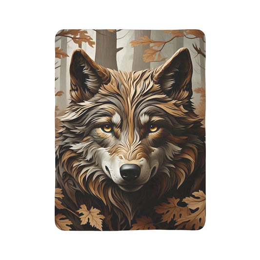 Wild Wolf Fleece Sherpa Blanket, Cozy Blanket for Nature Lovers, Autumn Decor, Gift for Animal Lovers, Cabin and Home