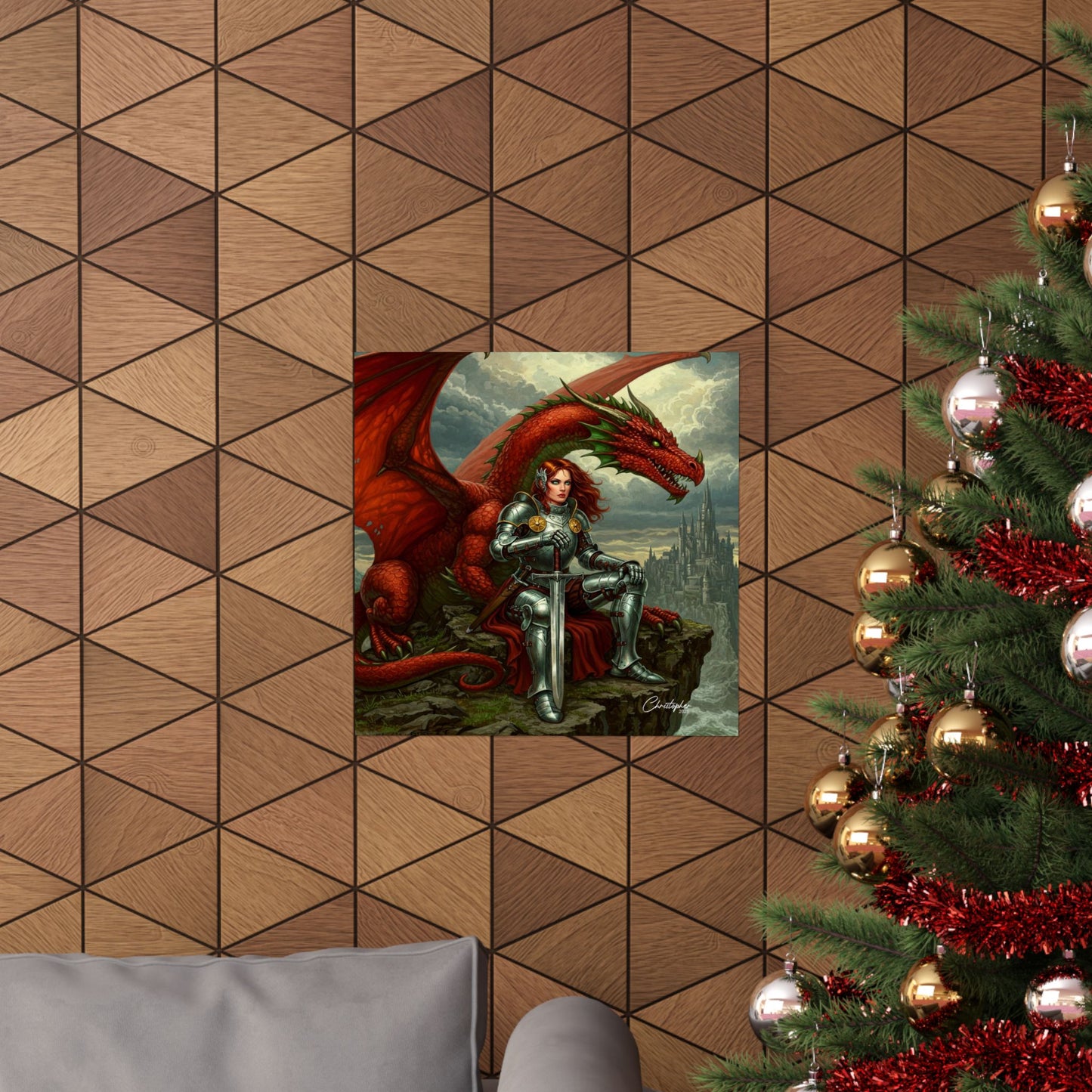 Fantasy Dragon Art Print, Horizontal Matte Poster, Fantasy Home Decor, Medieval Wall Art, Gift for Fantasy Lovers