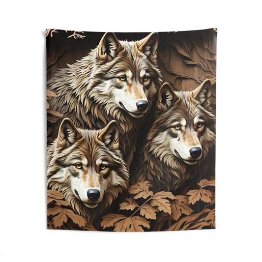 Wolf Pack Indoor Wall Tapestry, Home Decor, Nature Wall Art, Wilderness Decoration, Boho Style Tapestry, Cozy Living Room Accent