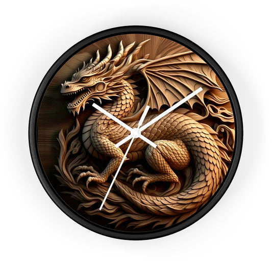 Dragon Carved Wall Clock, Mythical Decor for Fantasy Lovers, Unique Gift for Home, Office, and Collectors, Perfect for Halloween