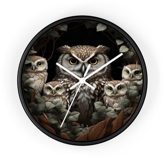 Charming Owl Family Wall Clock, Cute Owl Decor, Nature Lover Gift, Woodland Home Decor, Perfect for Kids Rooms or Bird Enthusiasts