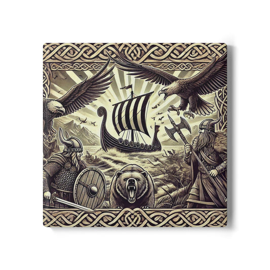 Norse Mythology Ceramic Coaster - Viking Art Decor, Rustic Drinkware, Gift for Men, Housewarming, Unique Bar Accessory