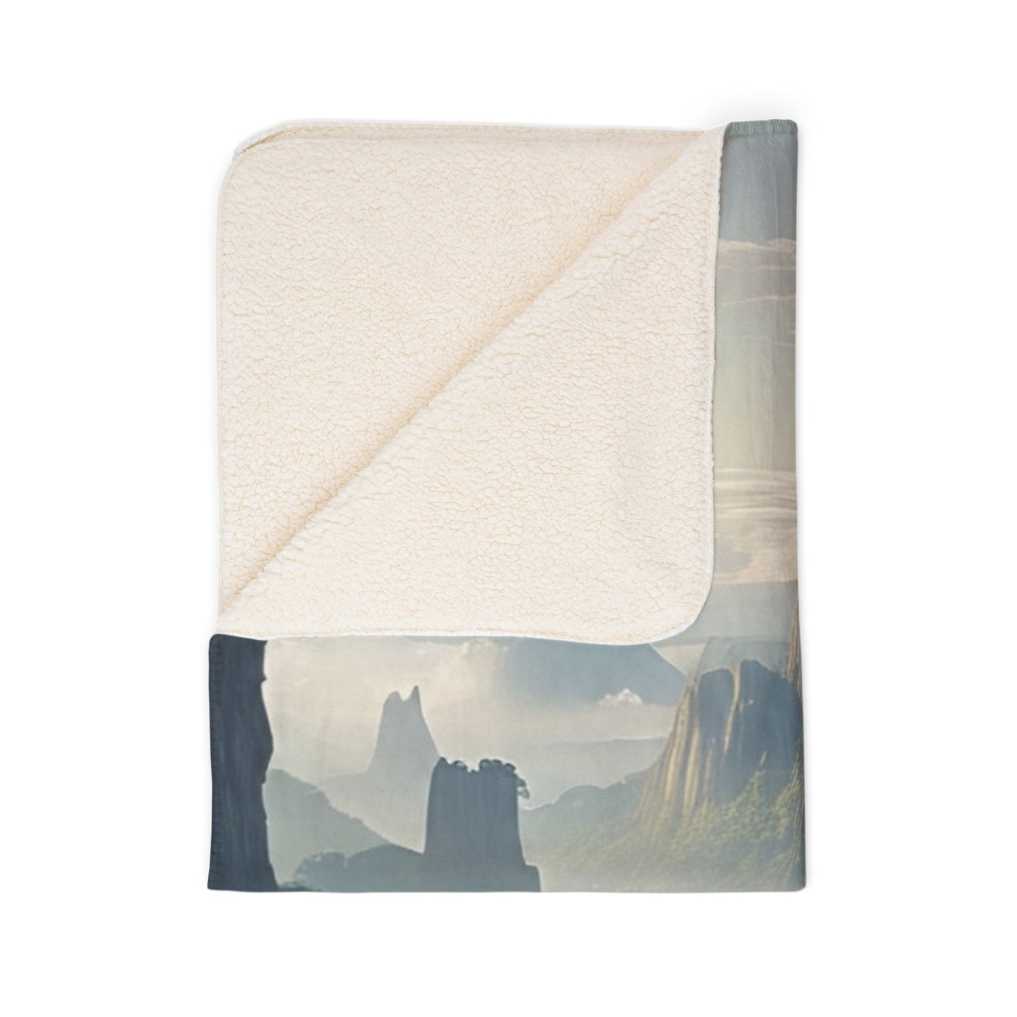 Serene Landscape Fleece Sherpa Blanket, Cozy Throw for Home, Gift for Nature Lovers, Perfect for Relaxing, Camping, or Movie Nights