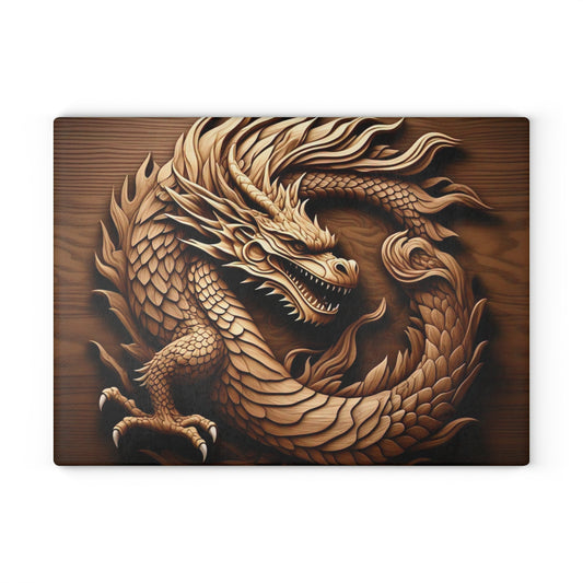 Dragon Design Glass Cutting Board - Kitchen Art, Gift for Chefs, Housewarming Essential, Unique Home Decor, Culinary Gift