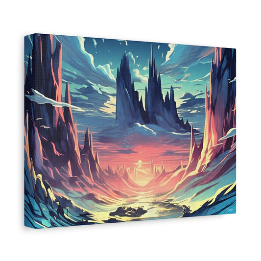 Stretched Canvas Art Print, Colorful Landscape Wall Decor, Modern Home Art, Nature Scene Decor, Abstract Terrain Painting