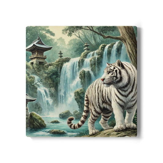 Nature-Inspired Ceramic Coaster Set, Wildlife Drink Coasters, Forest Home Decor, Tiger Artwork, Gift for Animal Lovers