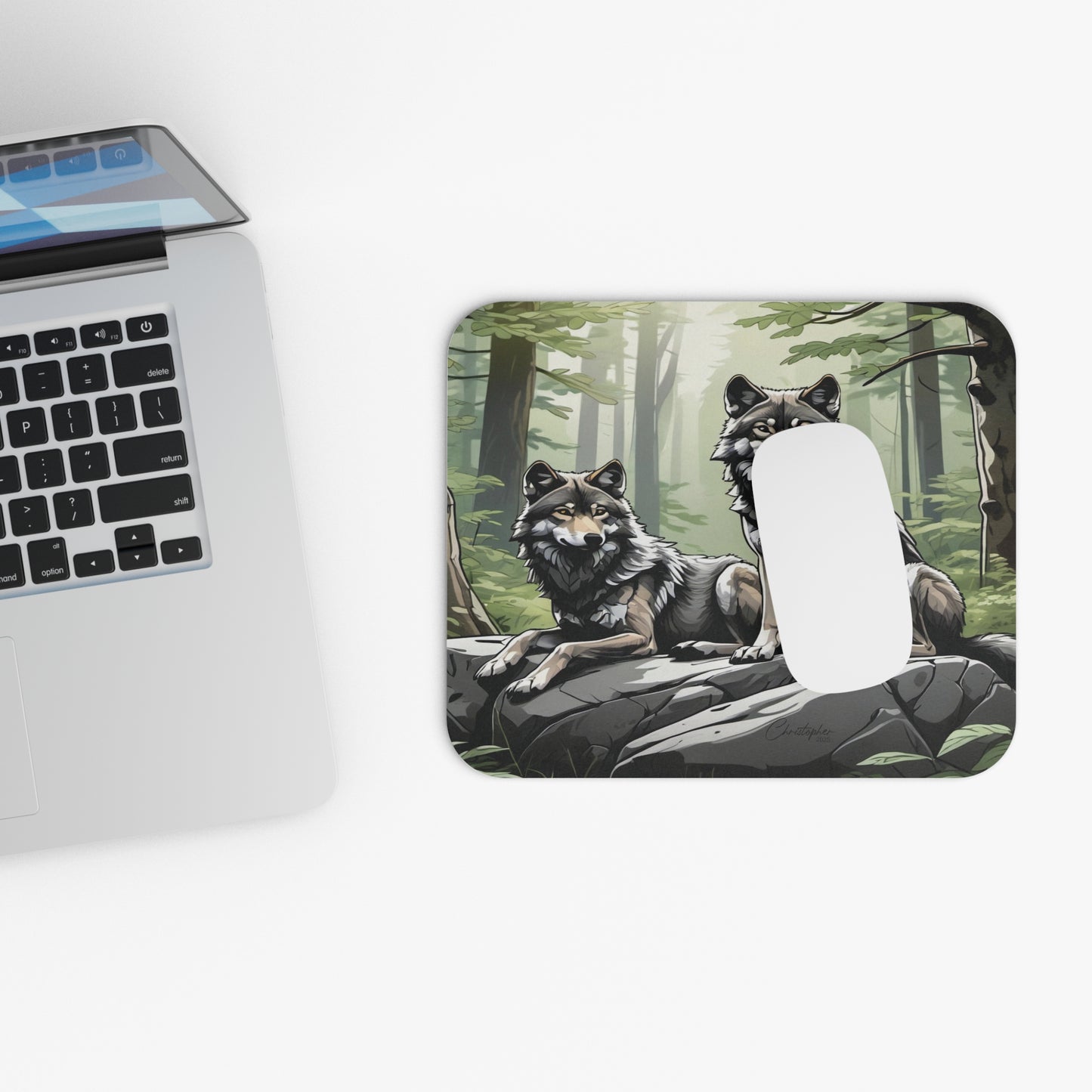 Wolf Themed Rectangle Mouse Pad - Nature Inspired Desk Accessory
