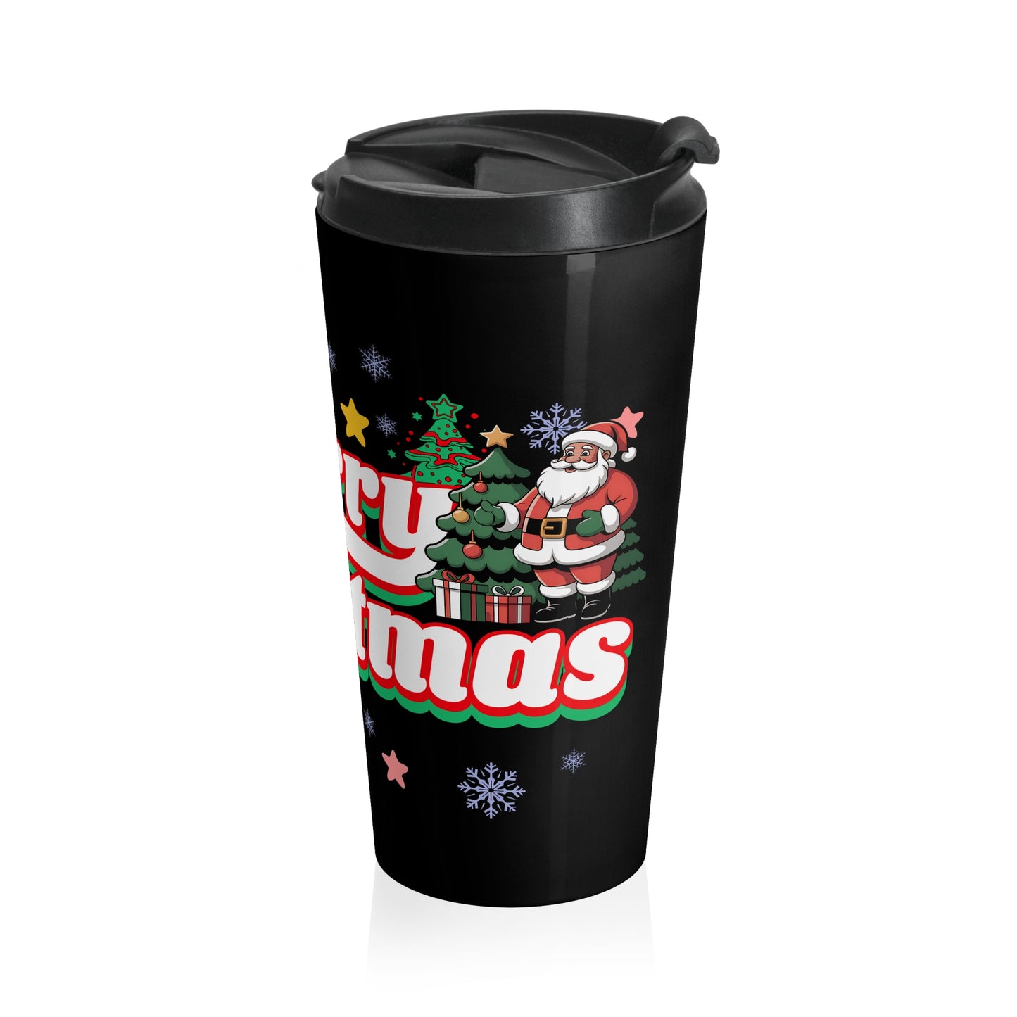Christmas Stainless Steel Travel Mug - Merry Christmas Design