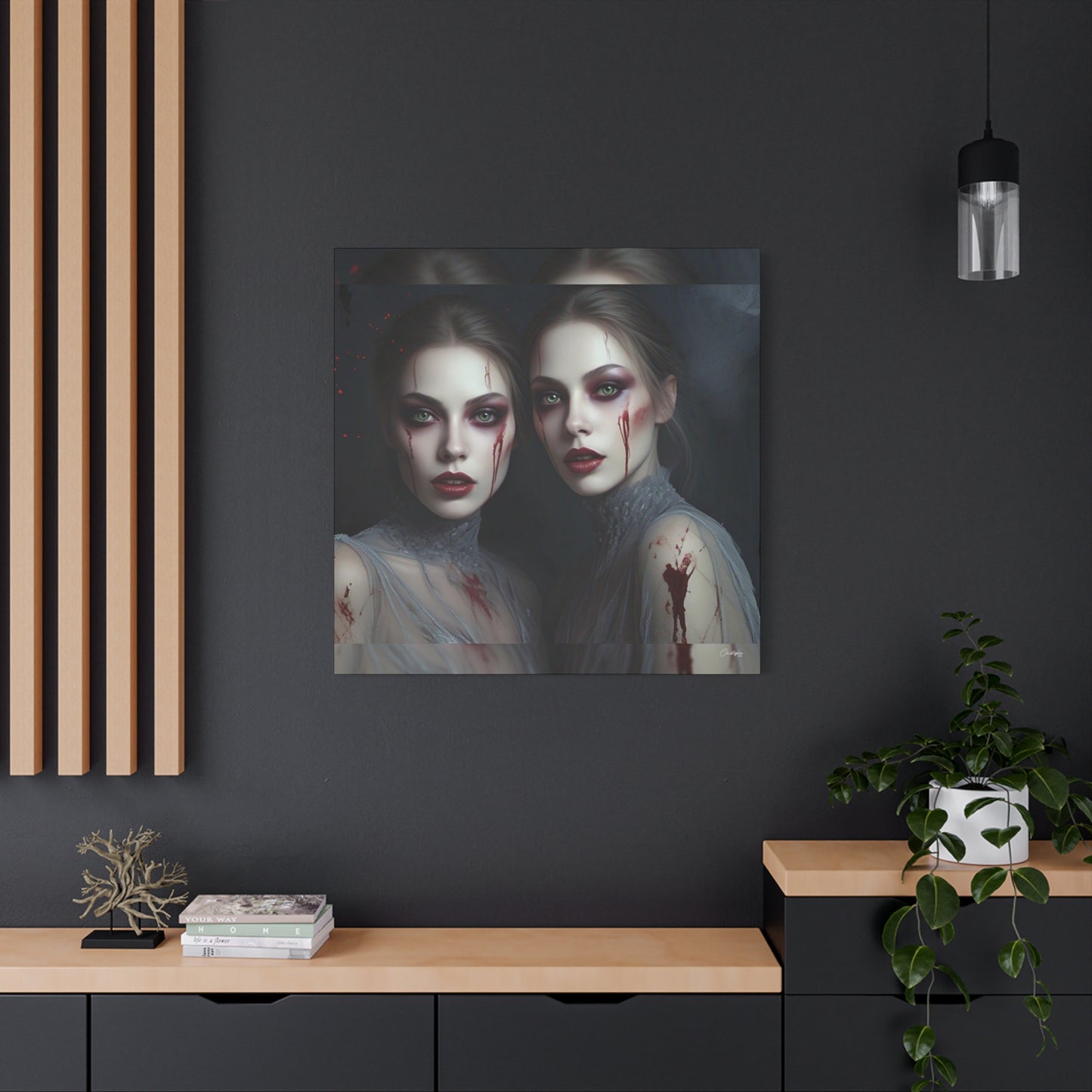 Spooky Art Canvas Print, Matte Canvas, Stretched Wall Decor, Gothic Home Decor, Halloween Art, Unique Gift