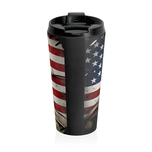 Patriotic Travel Mug, Veteran Appreciation Gift, 4th of July Coffee Cup, Military Hero Mug, American Flag Insulated Tumbler