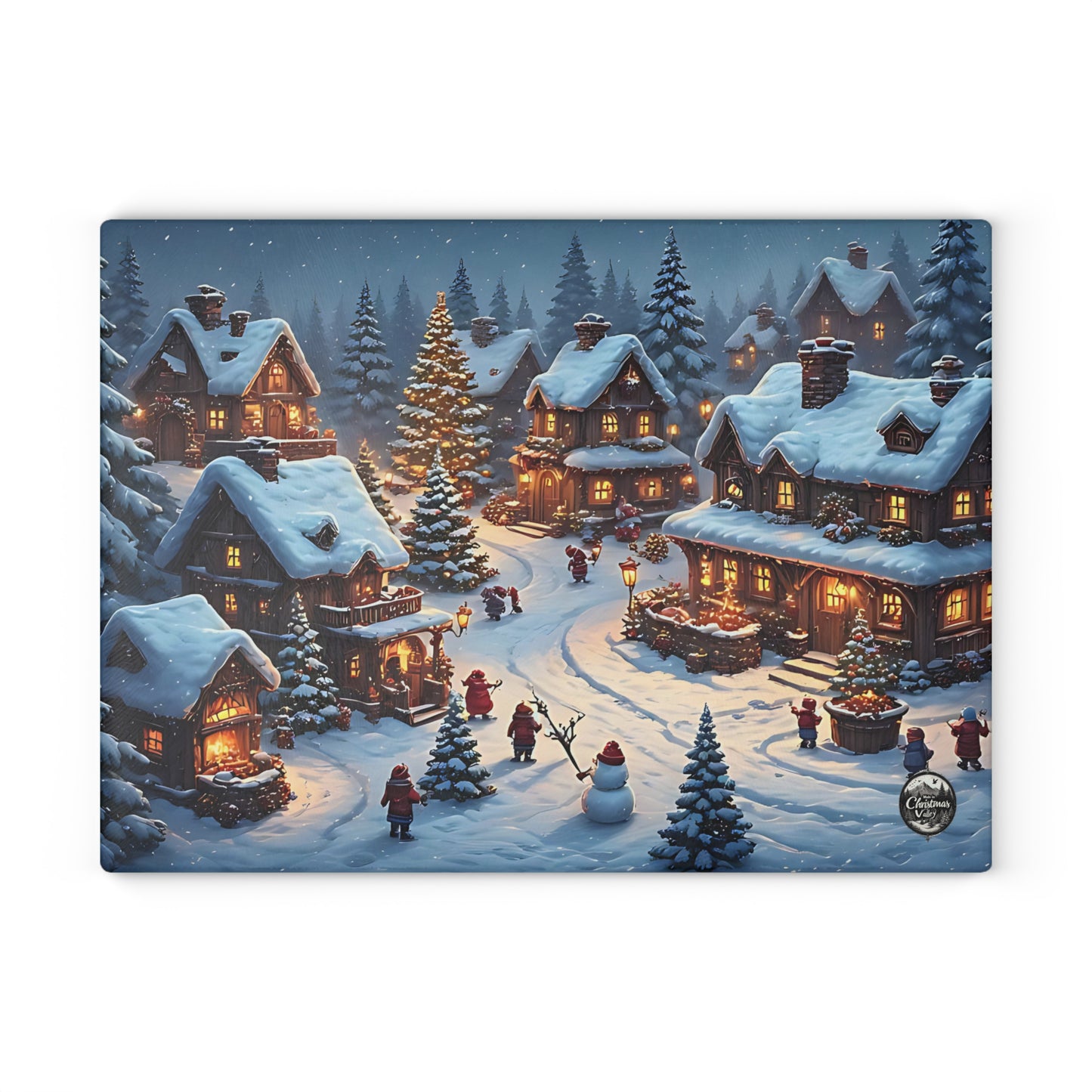 Cozy Winter Glass Cutting Board - Perfect for Holiday Hosting, Kitchen Decor, Gift for Chefs, Seasonal Cooking, Winter Wonderland