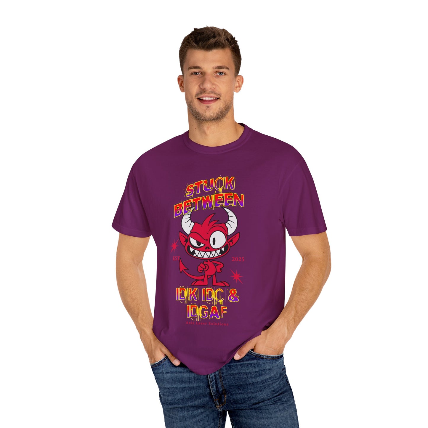 Vivid Graphic Tee with Playful Devil Design, Unisex Casual T-shirt, Perfect for Halloween & Fun Events, Gift for Friends, Trendy Streetwear