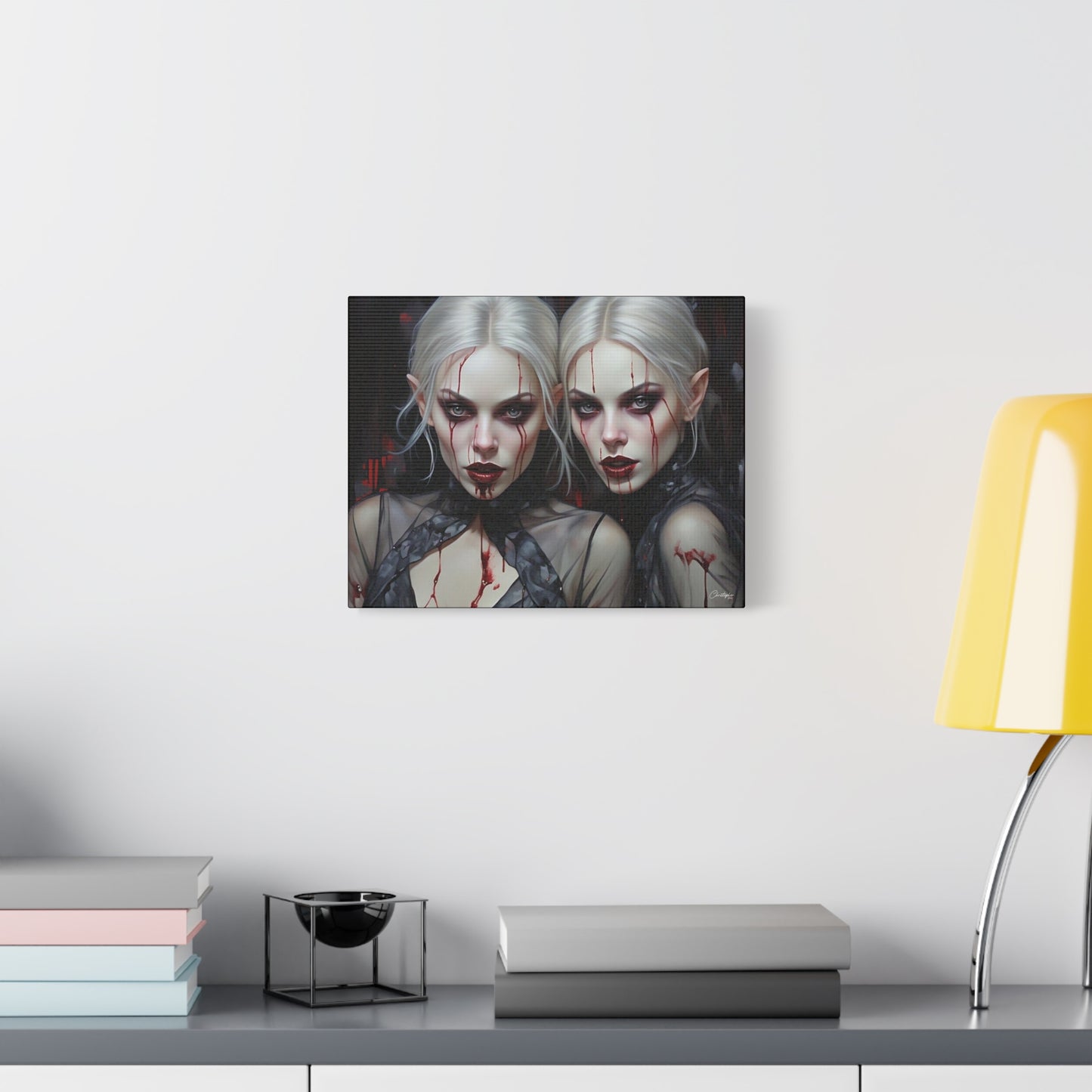 Gothic Canvas Art Print, Dark Fantasy Wall Decor, Horror Art, Halloween Home Decor, Vampire Artwork, Unique Gift for Spooky Season