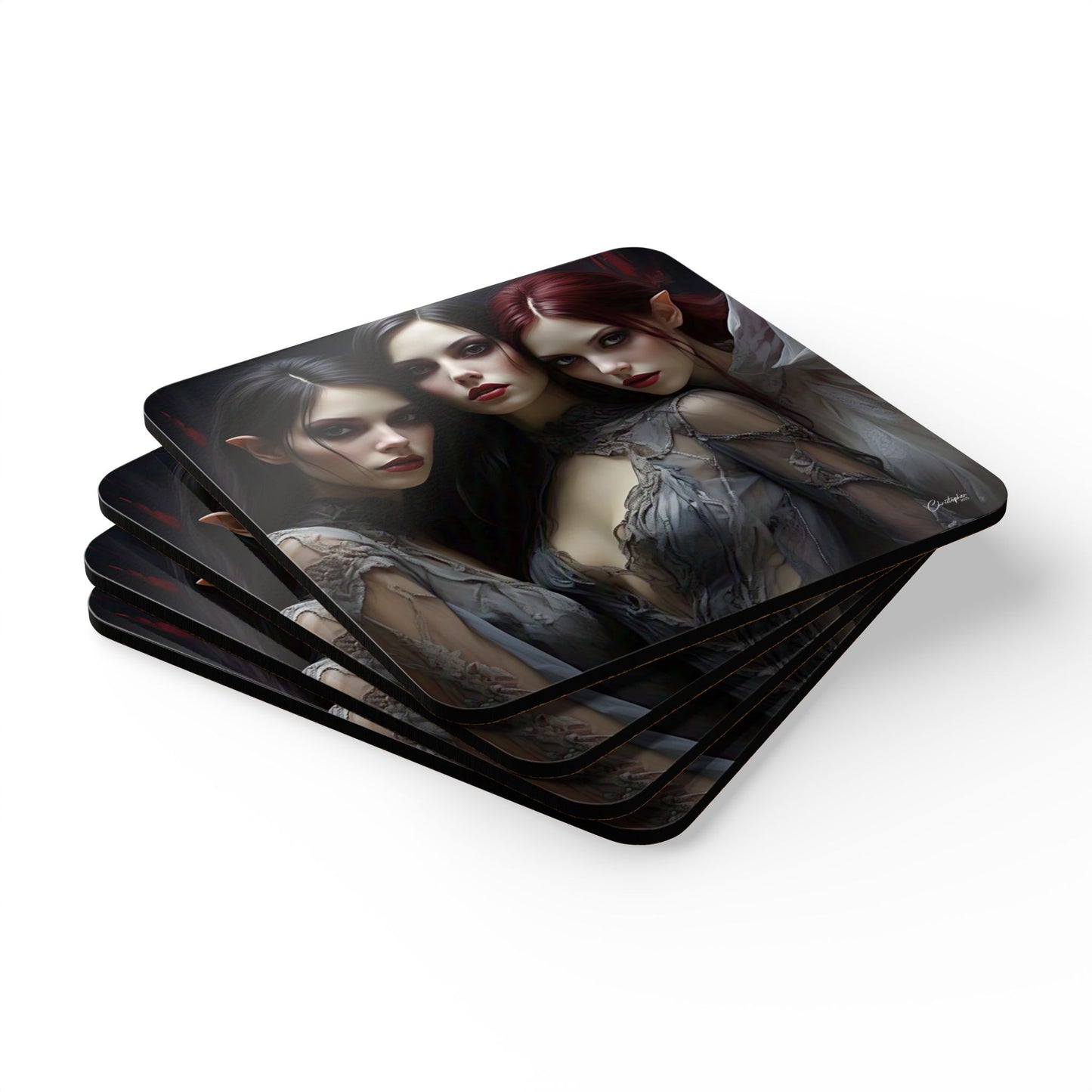 Corkwood Coaster Set with Enchanting Fantasy Art, Gothic Home Decor, Perfect Gift for Witchy Aesthetics, Unique Dining Accessories, [...]