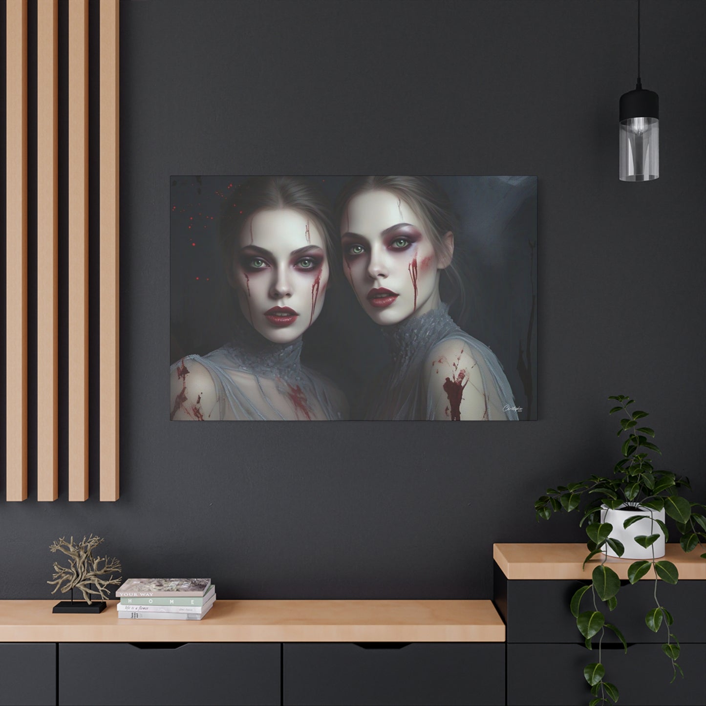 Spooky Art Canvas Print, Matte Canvas, Stretched Wall Decor, Gothic Home Decor, Halloween Art, Unique Gift