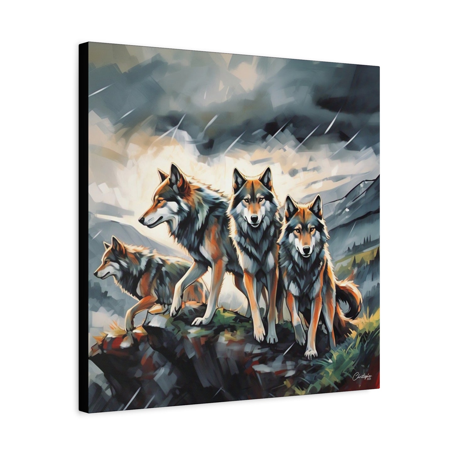 Wolf Family Matte Canvas Art, Home Decor, Animal Lovers Gift, Nature Wall Art, Wildlife Art Print, Outdoor Enthusiasts Decor