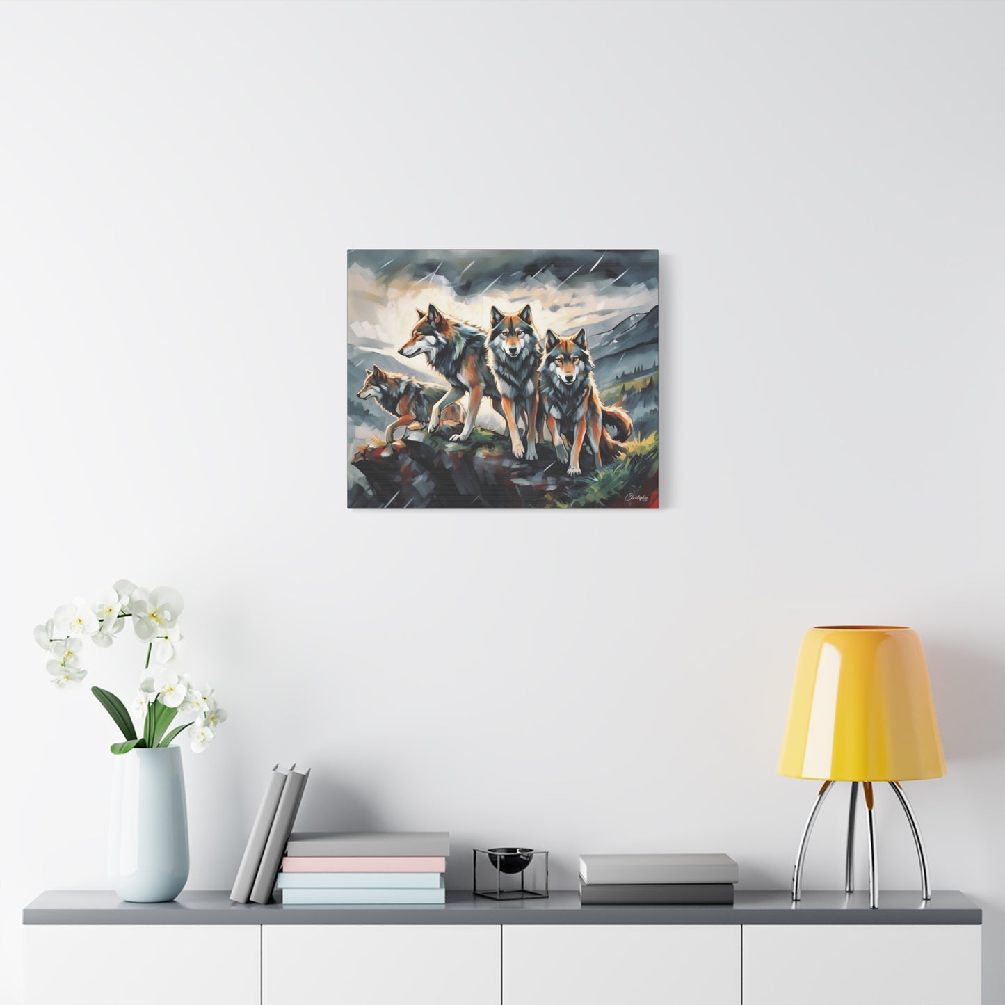 Wolf Family Matte Canvas Art, Home Decor, Animal Lovers Gift, Nature Wall Art, Wildlife Art Print, Outdoor Enthusiasts Decor