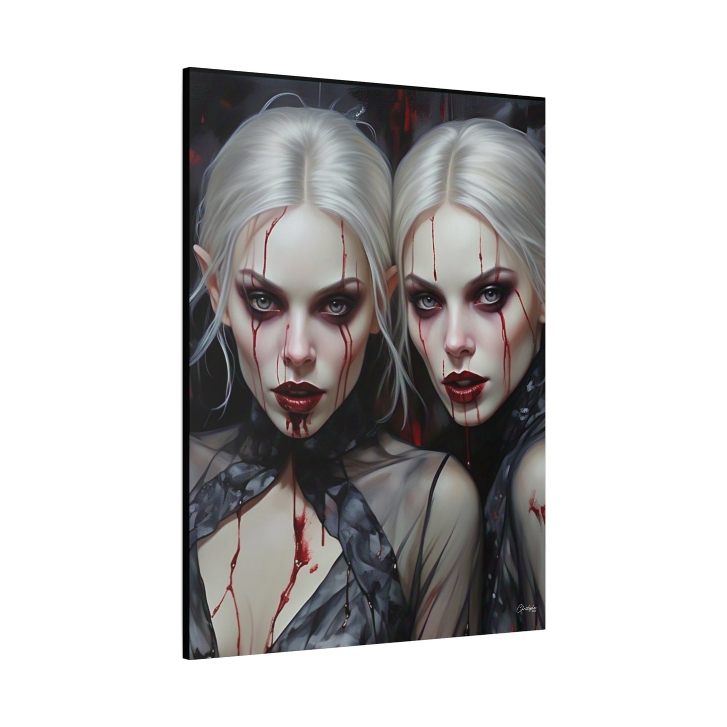 Gothic Canvas Art Print, Dark Fantasy Wall Decor, Horror Art, Halloween Home Decor, Vampire Artwork, Unique Gift for Spooky Season