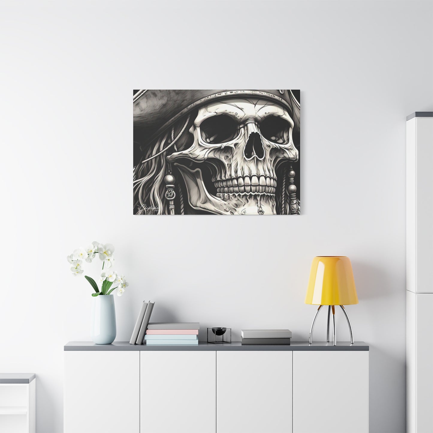 Pirate Skull Canvas Art - Edgy Gothic Decor, Wall Art for Halloween, Gothic Home Decor, Pirate Theme, Gift for Him