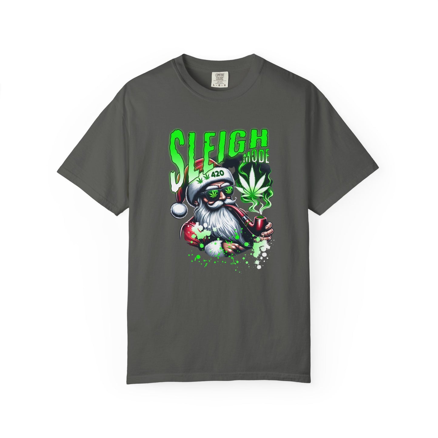 Sleigh Joe Graphic Tee, Unisex Holiday T-Shirt, Funny Christmas Shirt, Cannabis Santa Gift, Unique Tee for Parties