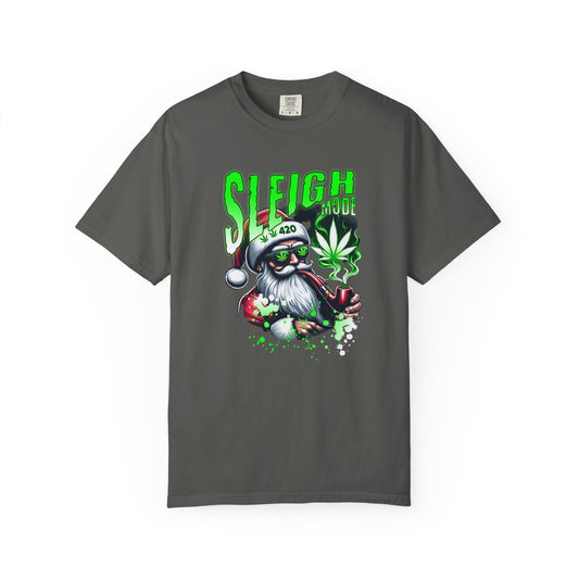 Sleigh Joe Graphic Tee, Unisex Holiday T-Shirt, Funny Christmas Shirt, Cannabis Santa Gift, Unique Tee for Parties