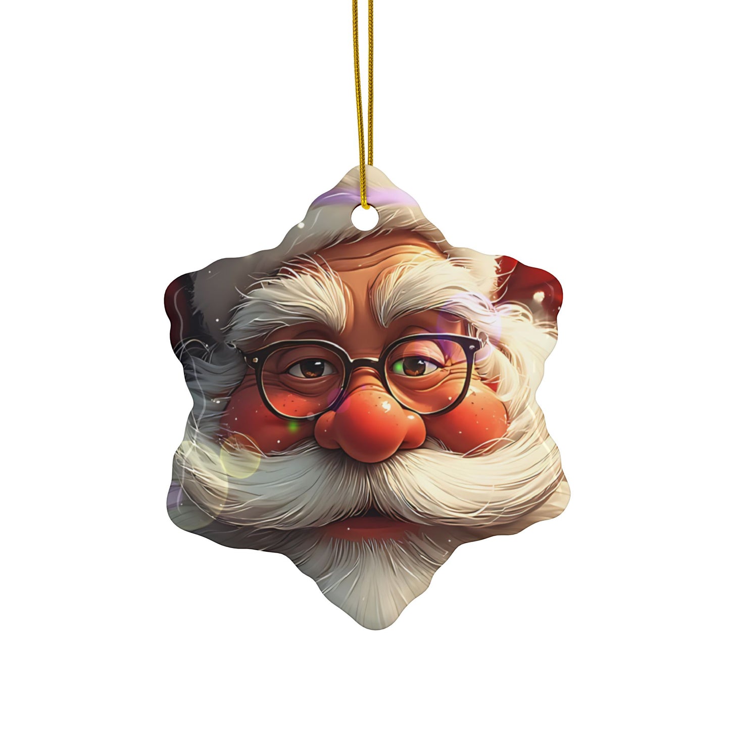 Santa Face Ceramic Ornament — Round Double-Sided Christmas Tree Decor (Personalizable, Pack Options)