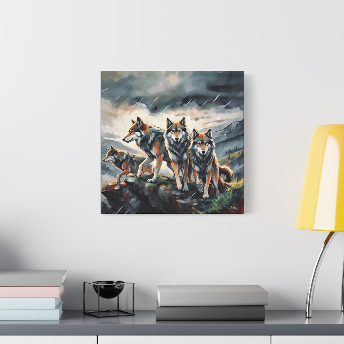 Wolf Family Matte Canvas Art, Home Decor, Animal Lovers Gift, Nature Wall Art, Wildlife Art Print, Outdoor Enthusiasts Decor