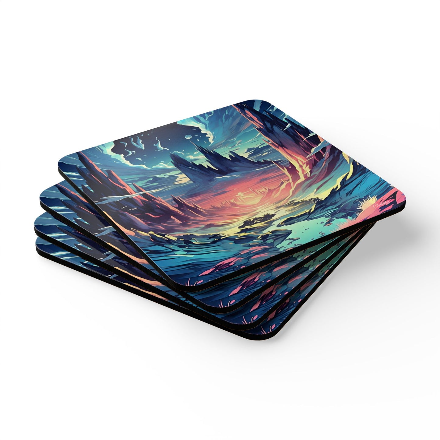 Vibrant Nature-Inspired Cork Coaster Set, Home Decor, Gift for Nature Lovers, Eco-Friendly Drink Coasters, Scenic Table Accents