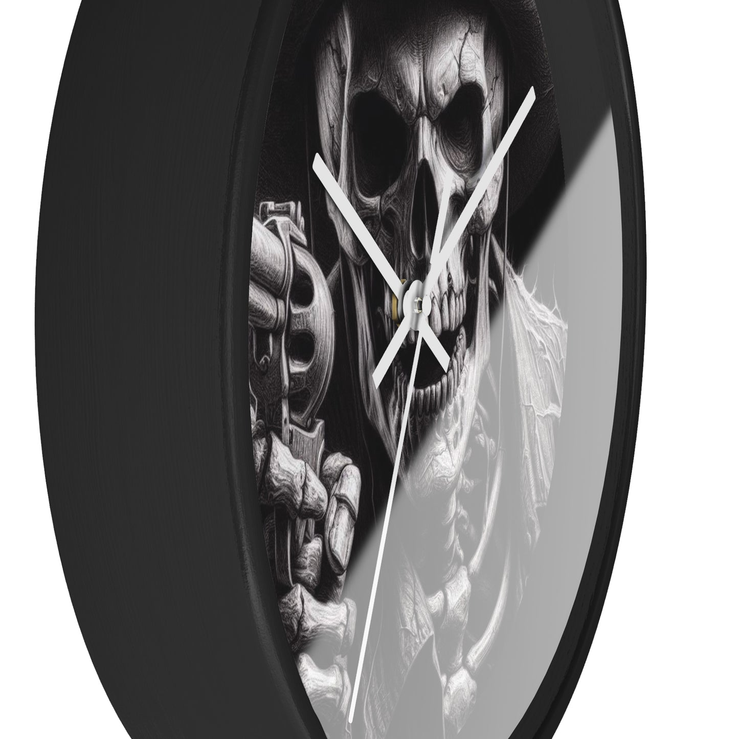 Gothic Skeleton Gunman Wall Clock - Perfect for Halloween, Spooky Decor, Unique Gift, Home Office, Retro Vibe