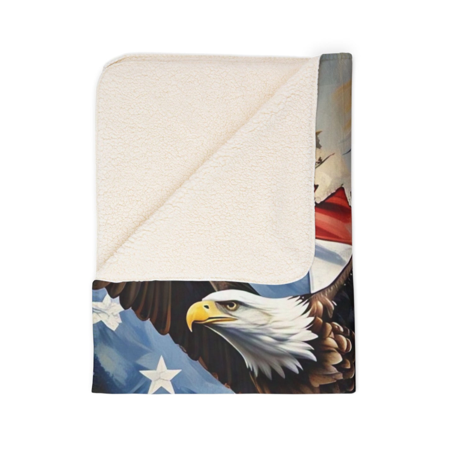 Patriotic Fleece Sherpa Blanket, Cozy Throw, Eagle Design, Great for Home Decor, Gifts for Veterans, Memorial Day, Independence Day
