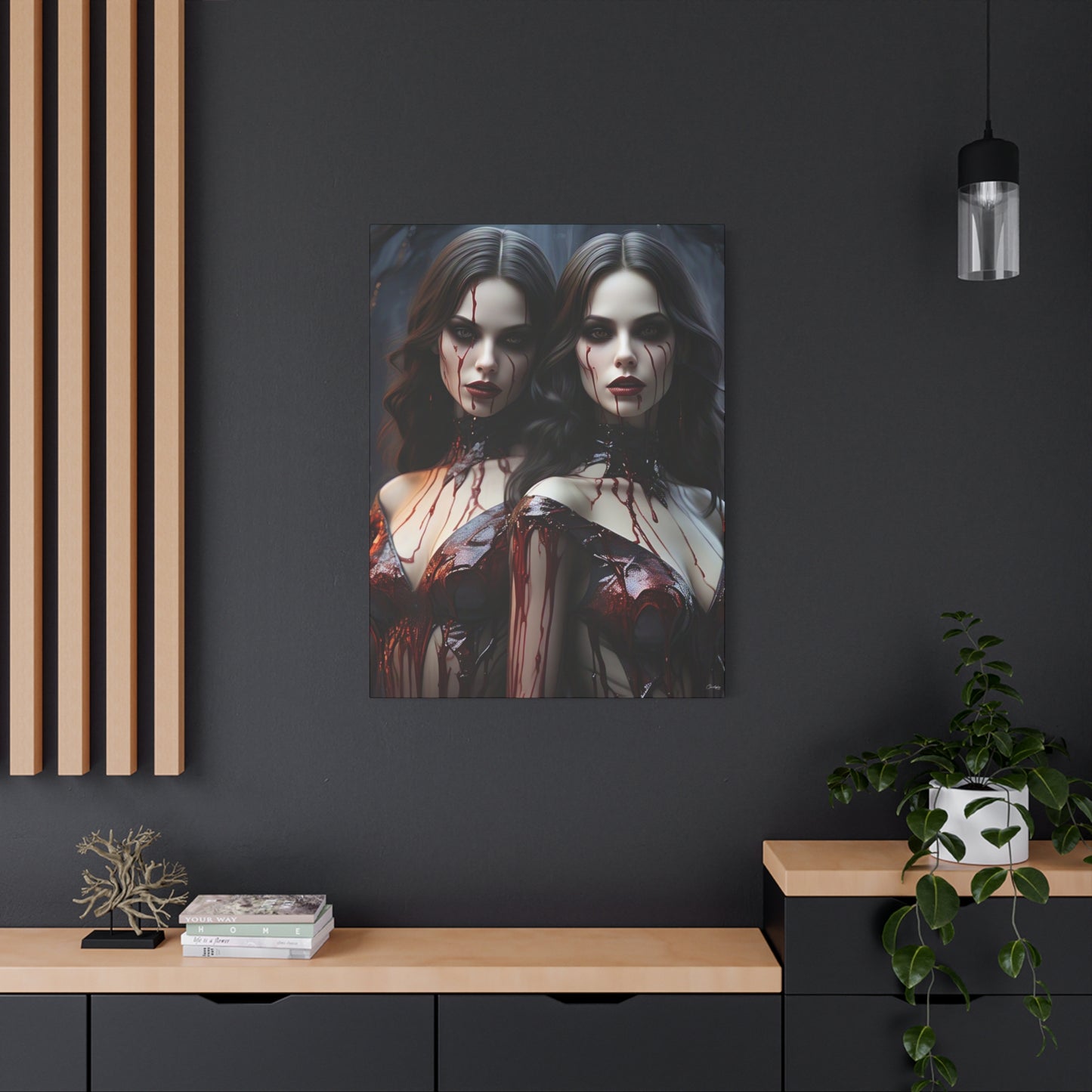 Gothic Vampire Canvas Art, Wall Decor, Horror Artwork, Halloween Home Decor, Spooky Room Accent, Unique Gift Idea
