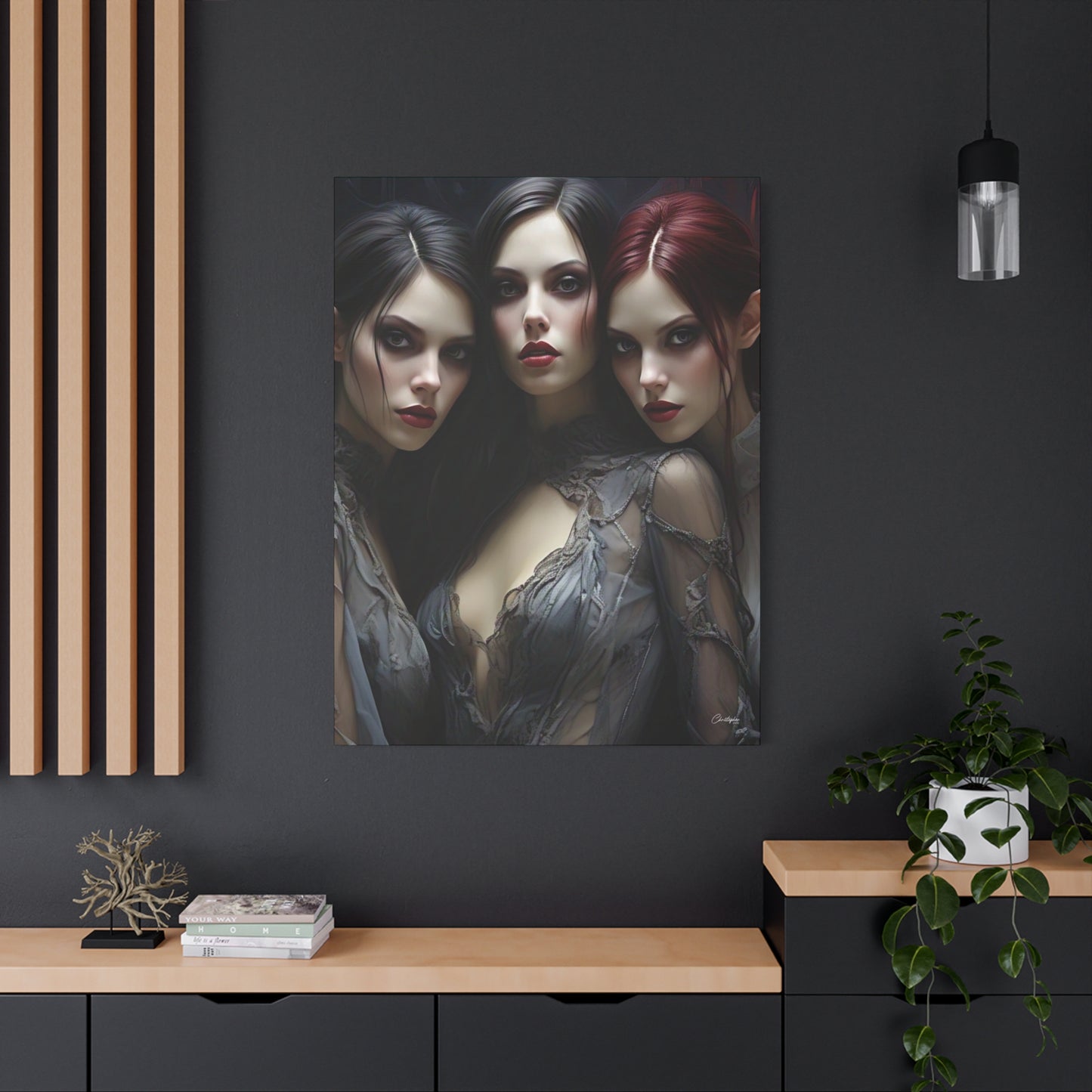 Gothic Wall Art Canvas, Fantasy Home Decor, Unique Gift for Halloween, Witchy Vibe Art, Dark Aesthetic Room Decor