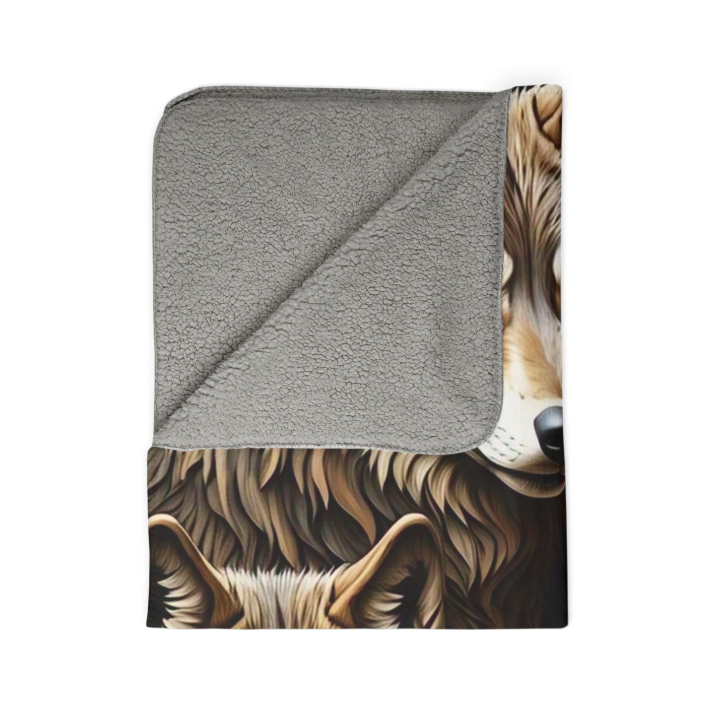 Cozy Wolf Fleece Sherpa Blanket | Wildlife Throw, Cuddle Blanket, Cabin Decor, Gift for Animal Lovers, Camping Essential, Home Comfort