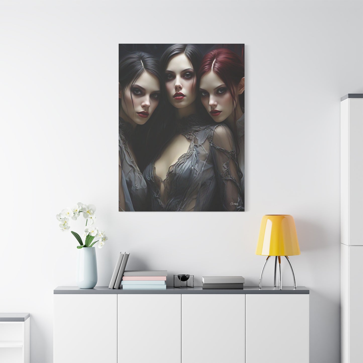 Gothic Wall Art Canvas, Fantasy Home Decor, Unique Gift for Halloween, Witchy Vibe Art, Dark Aesthetic Room Decor