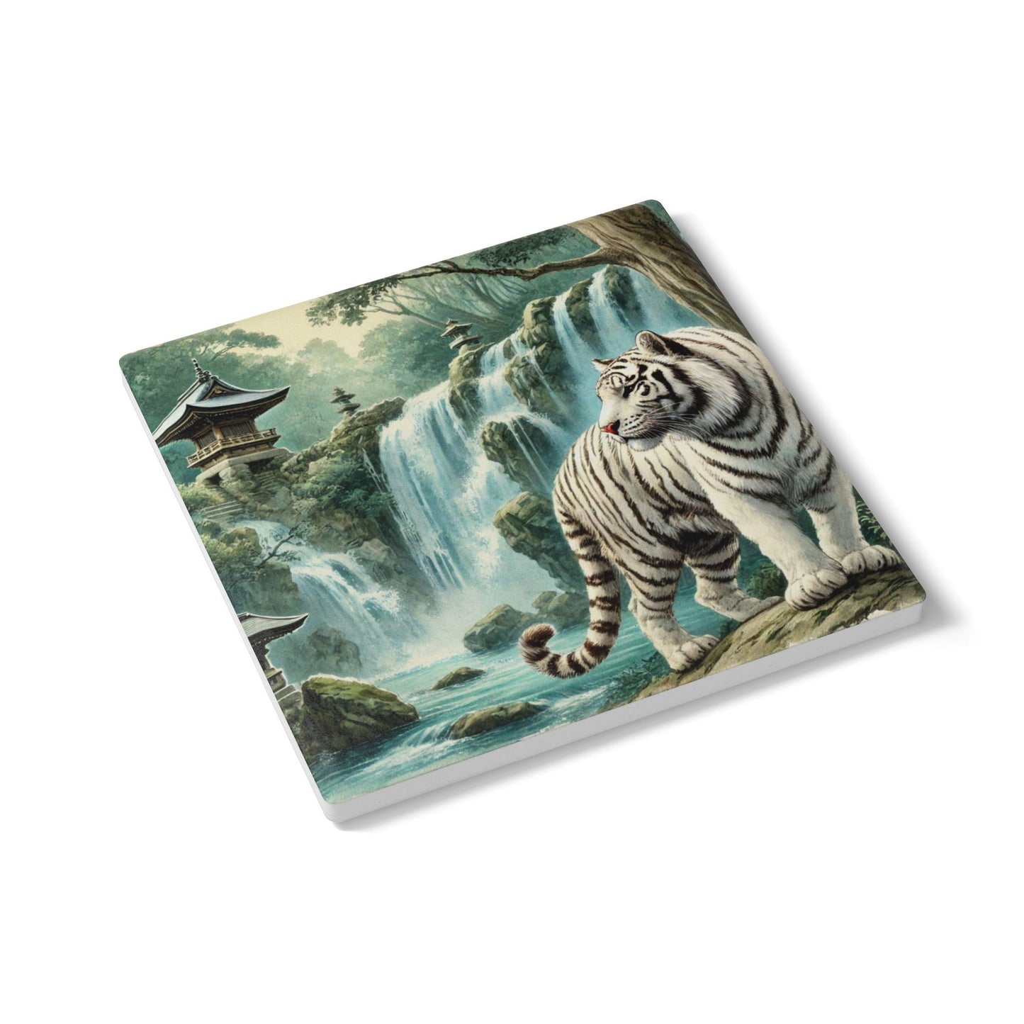 Nature-Inspired Ceramic Coaster Set, Wildlife Drink Coasters, Forest Home Decor, Tiger Artwork, Gift for Animal Lovers