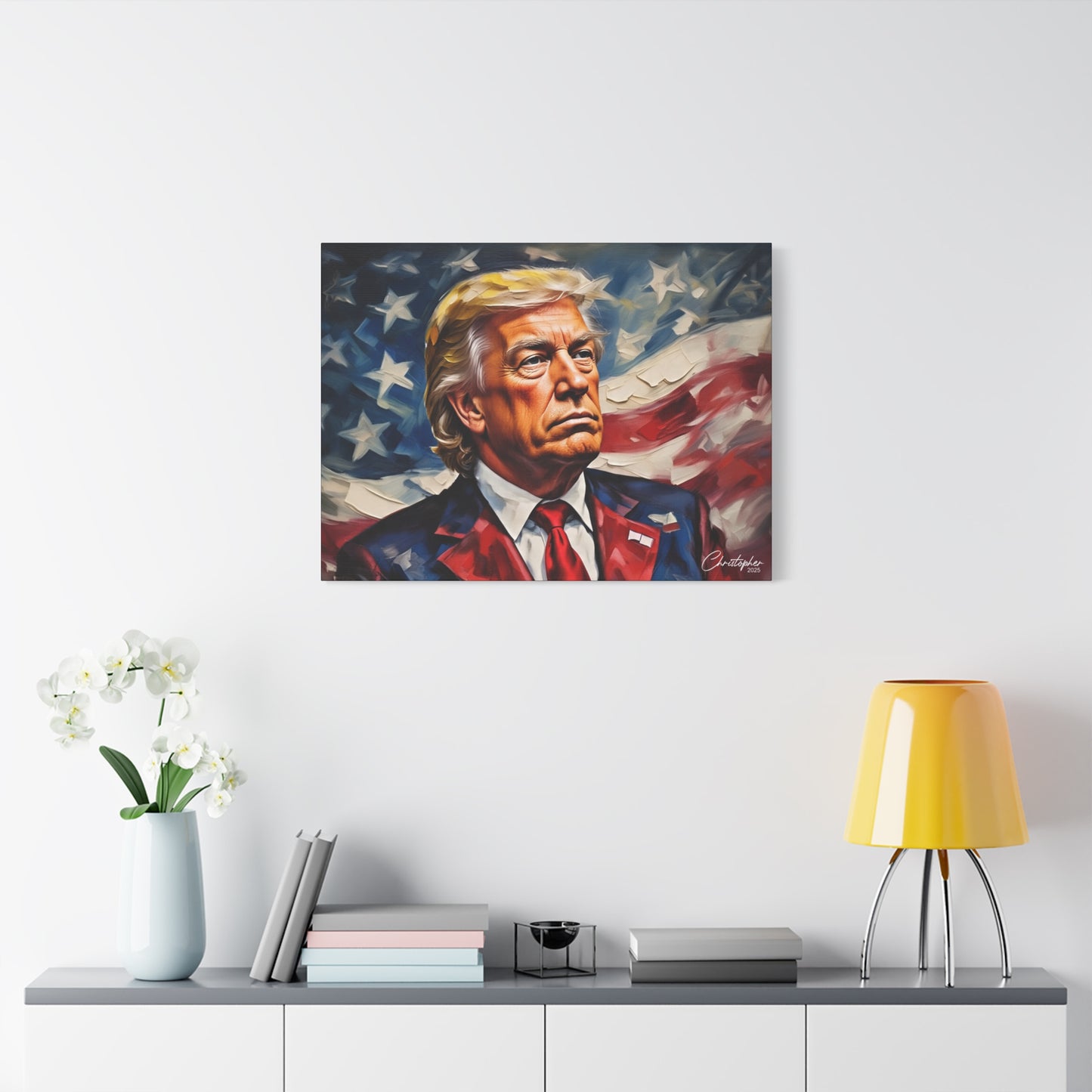 Patriotic Canvas Art, Stretched Wall Decor, Home Office, Gifts for Republicans, Political Enthusiasts, Americana Artwork