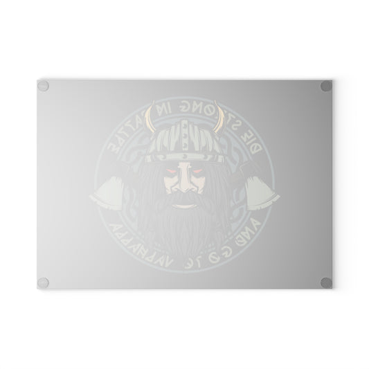 Viking Glass Cutting Board - 'Be Strong in Battle' Kitchen Decor
