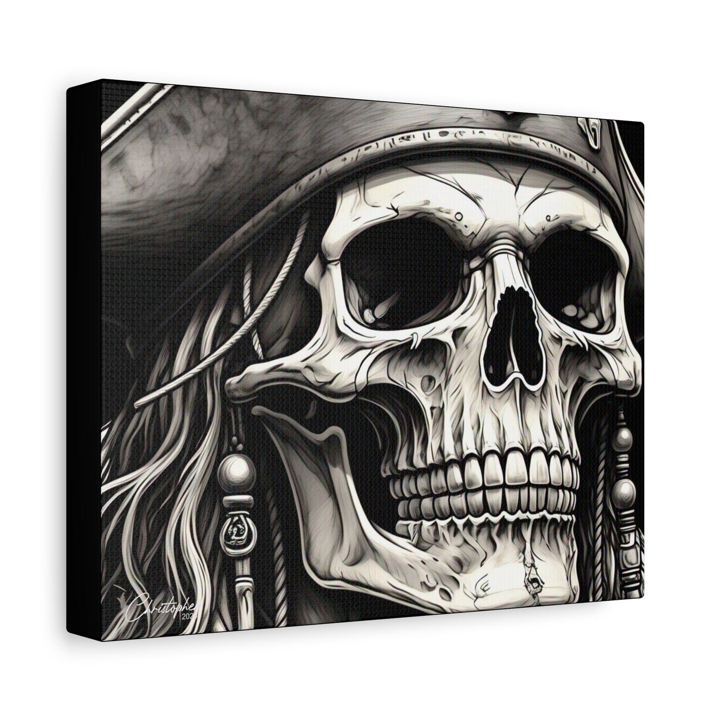 Pirate Skull Canvas Art - Edgy Gothic Decor, Wall Art for Halloween, Gothic Home Decor, Pirate Theme, Gift for Him