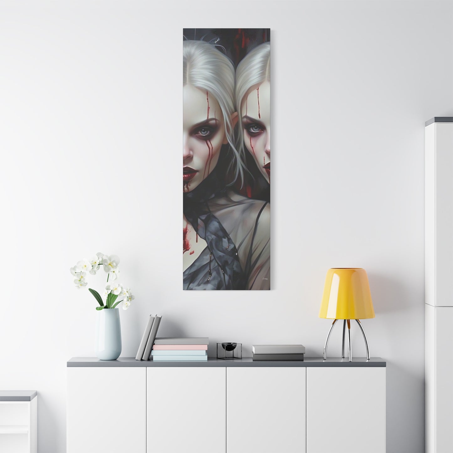 Gothic Canvas Art Print, Dark Fantasy Wall Decor, Horror Art, Halloween Home Decor, Vampire Artwork, Unique Gift for Spooky Season