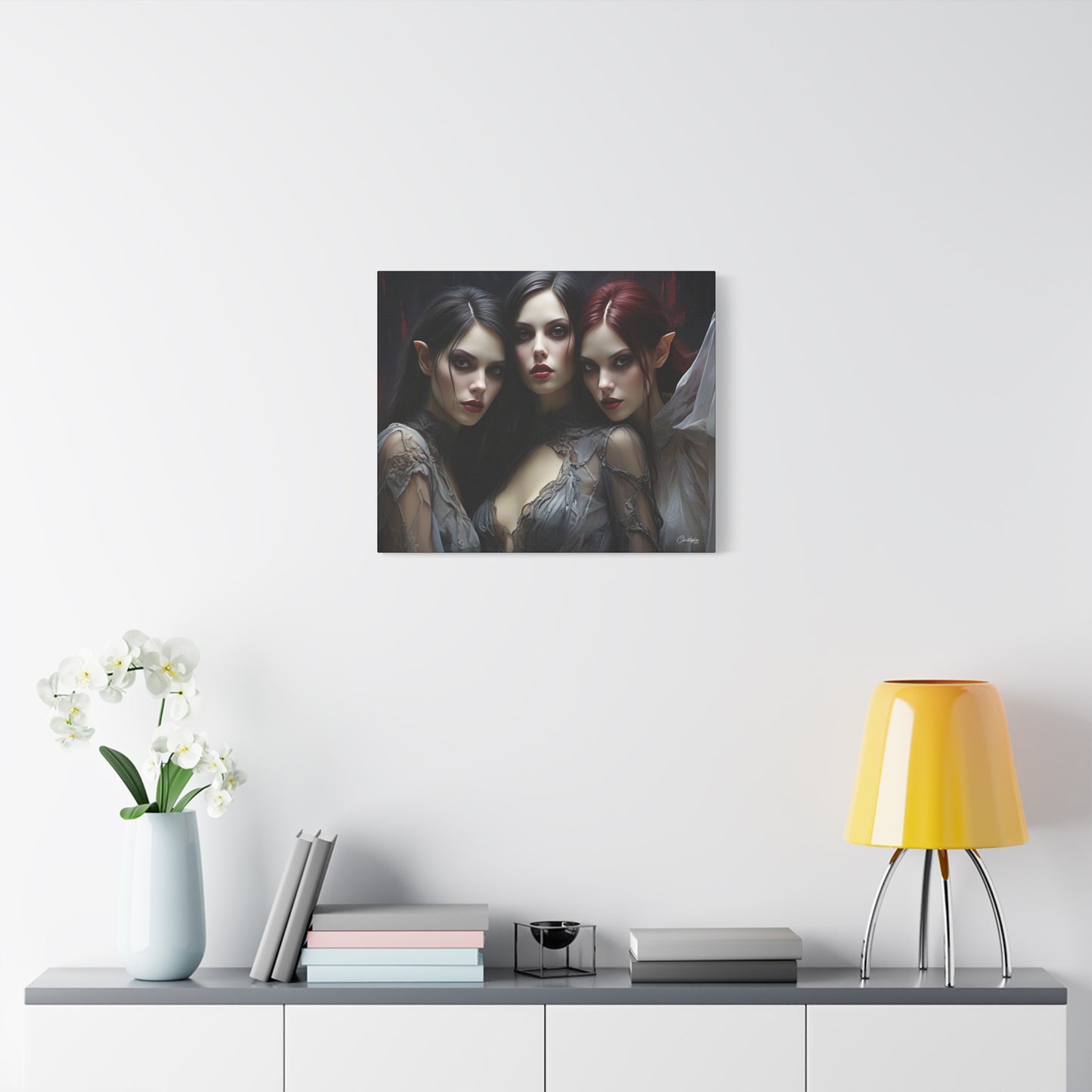 Gothic Wall Art Canvas, Fantasy Home Decor, Unique Gift for Halloween, Witchy Vibe Art, Dark Aesthetic Room Decor