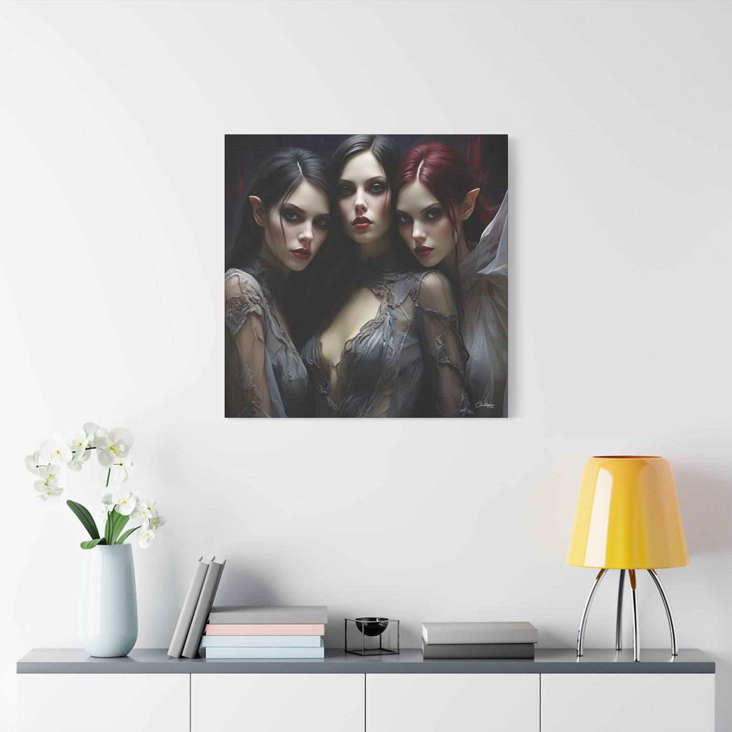 Gothic Wall Art Canvas, Fantasy Home Decor, Unique Gift for Halloween, Witchy Vibe Art, Dark Aesthetic Room Decor
