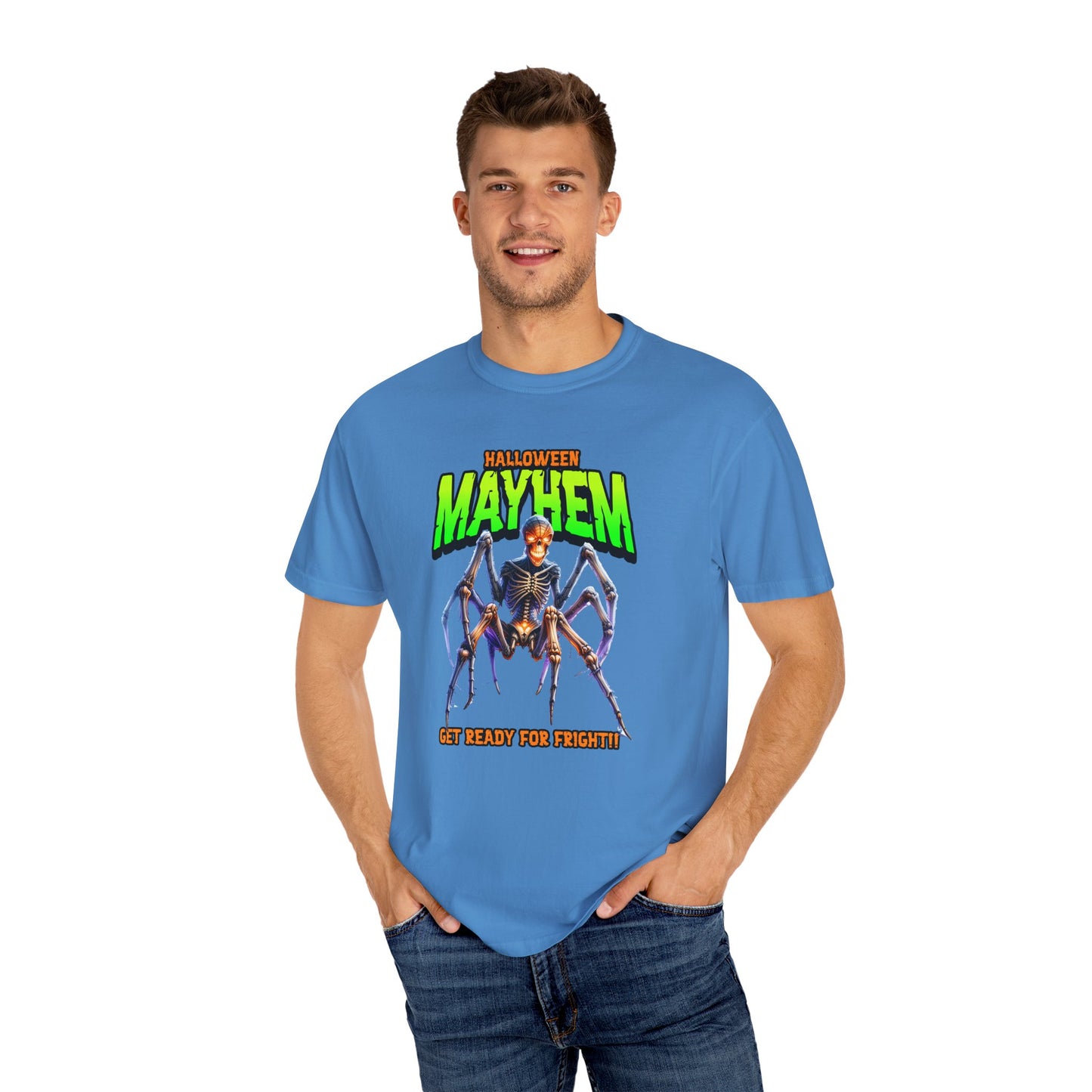 Halloween Mayhem Unisex T-Shirt, Spooky Tee for Men & Women, Perfect for Halloween Parties, Trick or Treat, Eerie Vibes, Unique Costume
