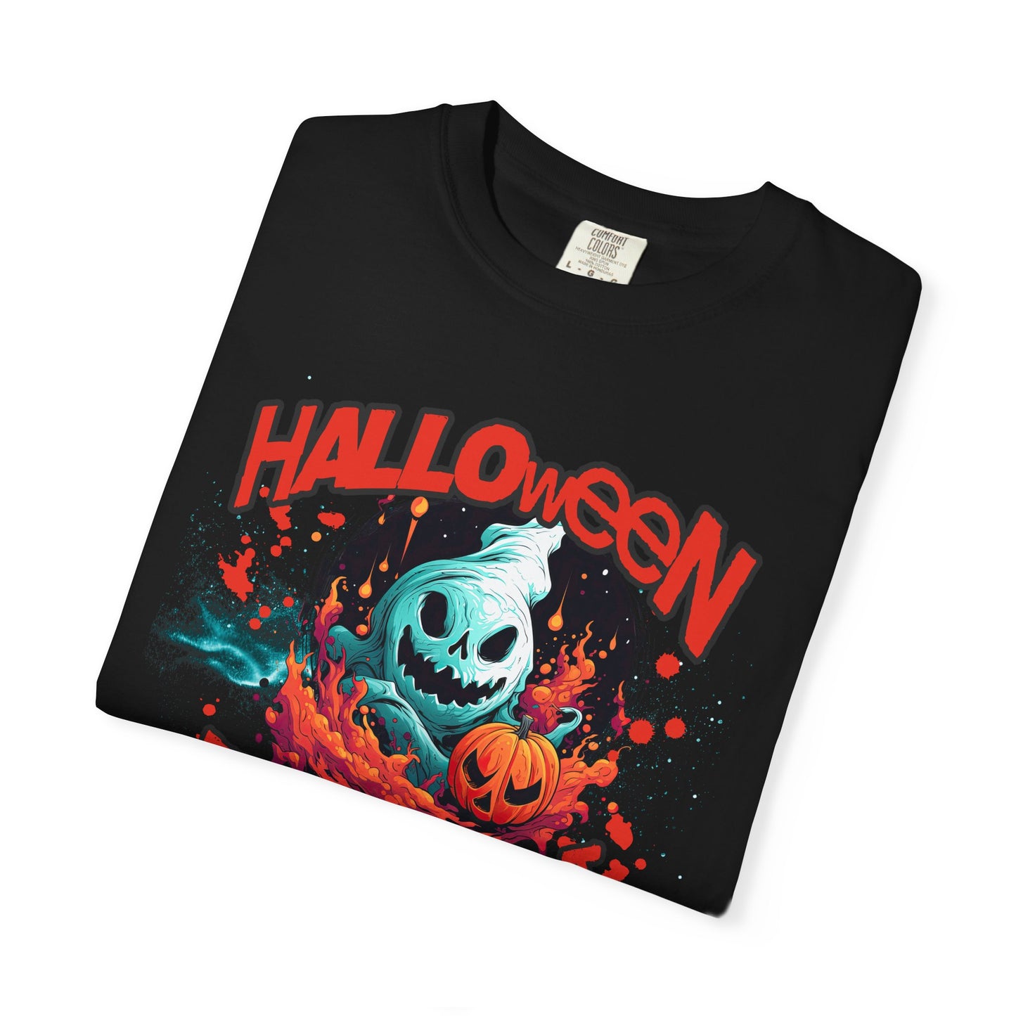Halloween Fright Night Unisex Garment-Dyed T-Shirt, Spooky Tee, Fall Apparel, Halloween Costume, Trick or Treat Shirt, Ghost Design