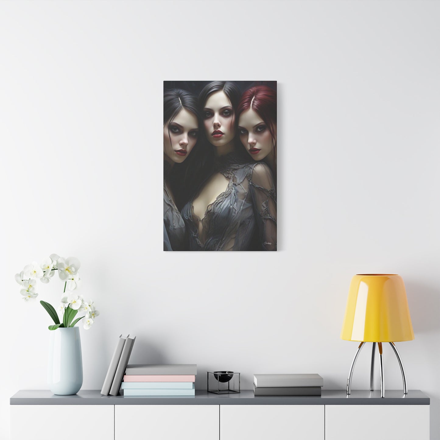 Gothic Wall Art Canvas, Fantasy Home Decor, Unique Gift for Halloween, Witchy Vibe Art, Dark Aesthetic Room Decor