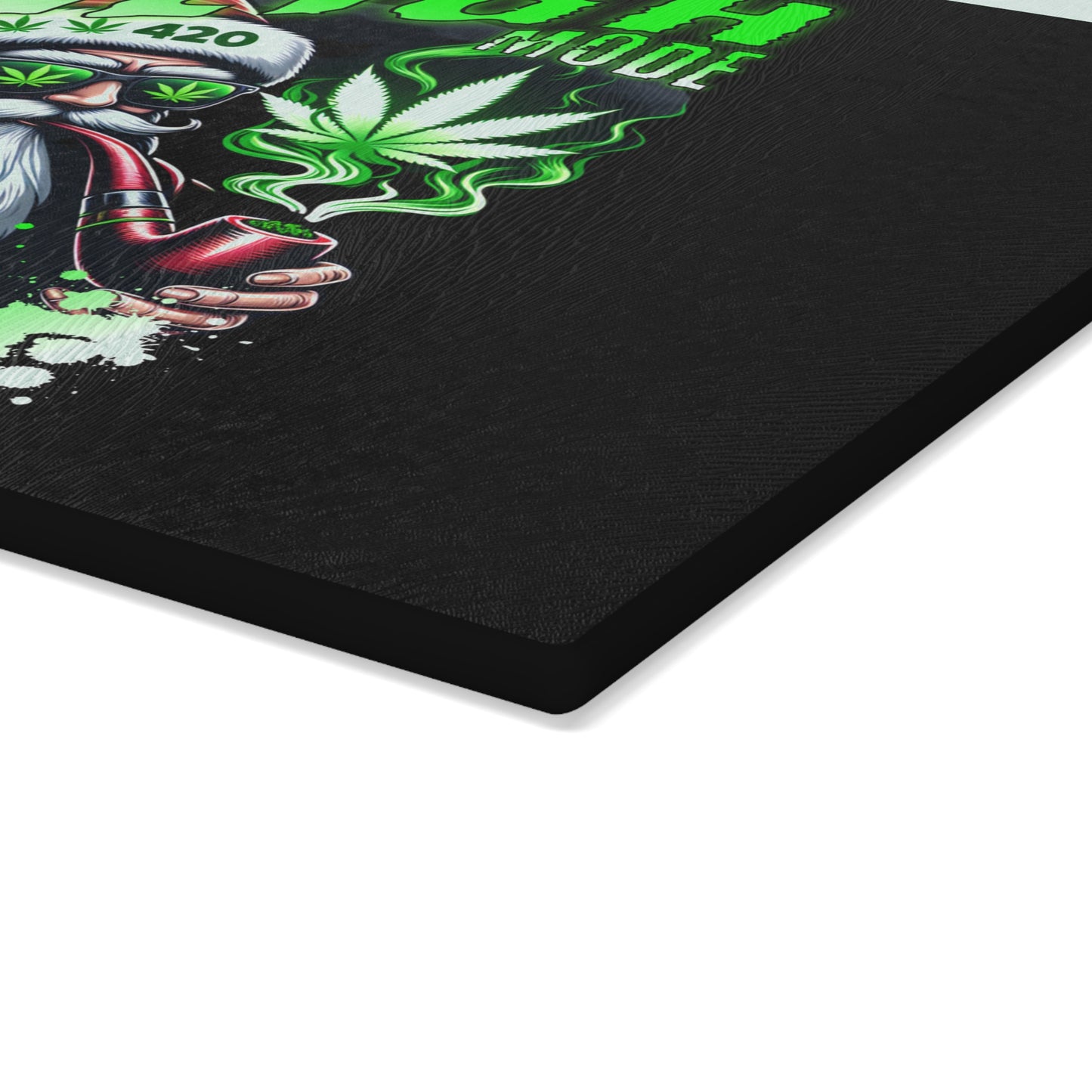 Sleigh Mode Glass Cutting Board | Fun Holiday Kitchen Decor, Unique Gift for Chefs, Christmas, Cannabis Enthusiasts, Holiday Entertaining