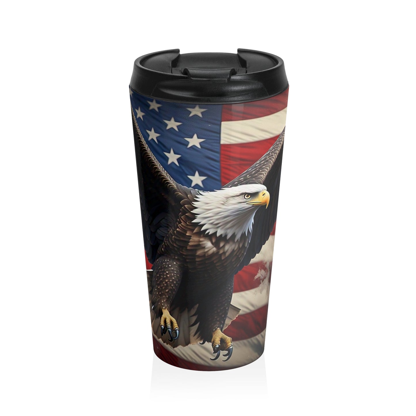 Patriotic Eagle Travel Mug | Stainless Steel Travel Cup, American Flag Mug, Gift for Veterans, Outdoor Enthusiast, Memorial Day Gift